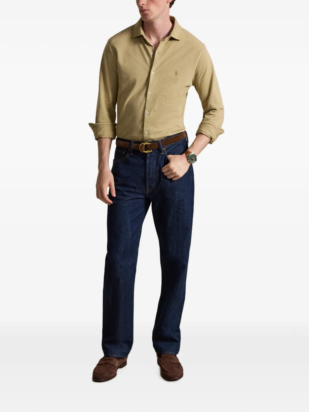 Polo Ralph Lauren Featherweight mesh overhemd Beige