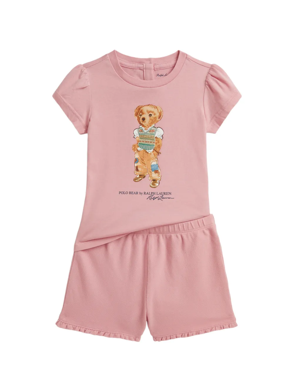 POLO RALPH LAUREN KIDS Gerüschtes Polo Bear Short-Set - Rosa