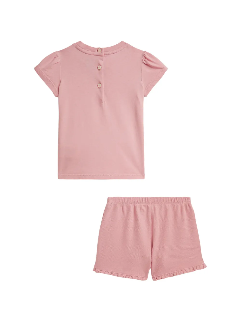 POLO RALPH LAUREN KIDS Polo Bear T-shirt en shorts met ruches Roze