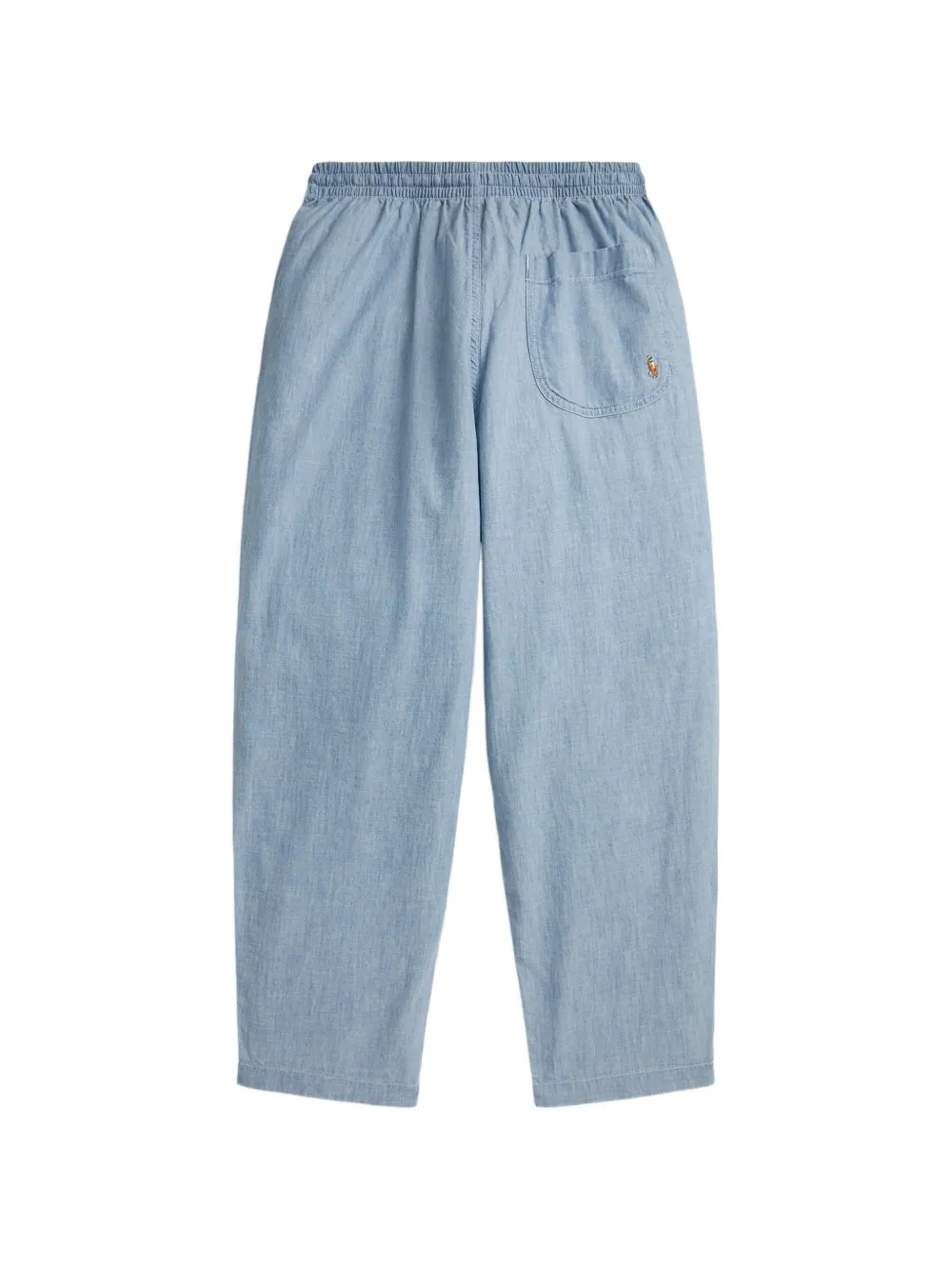 POLO RALPH LAUREN KIDS Katoenen chambray broek met borduurwerk Blauw