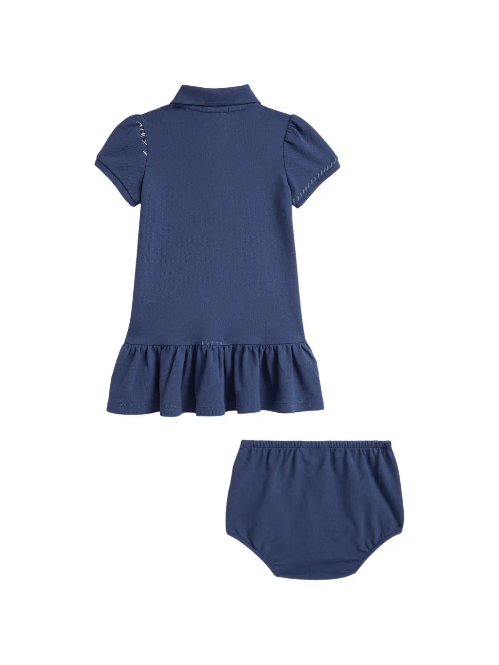 POLO RALPH LAUREN KIDS Gerafelde mesh polojurk en broekje Blauw