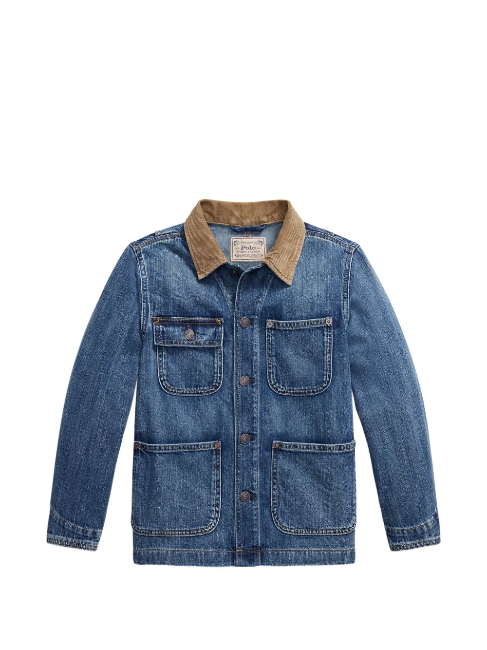 POLO RALPH LAUREN KIDS bear-appliqué denim shirt jacket - Blu