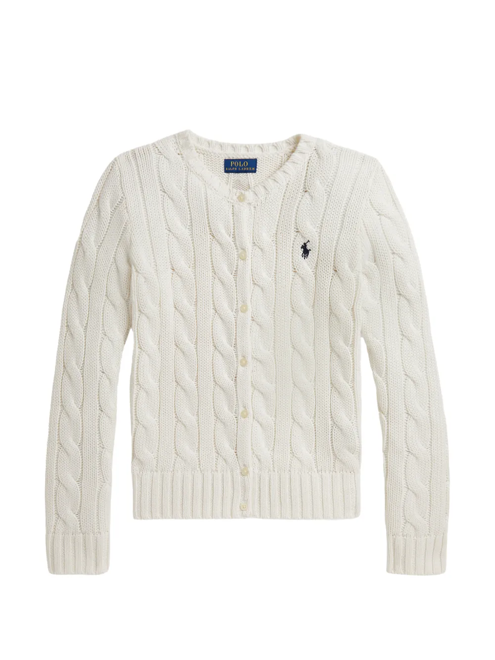 POLO RALPH LAUREN KIDS Cardigan in maglia a trecce - Bianco