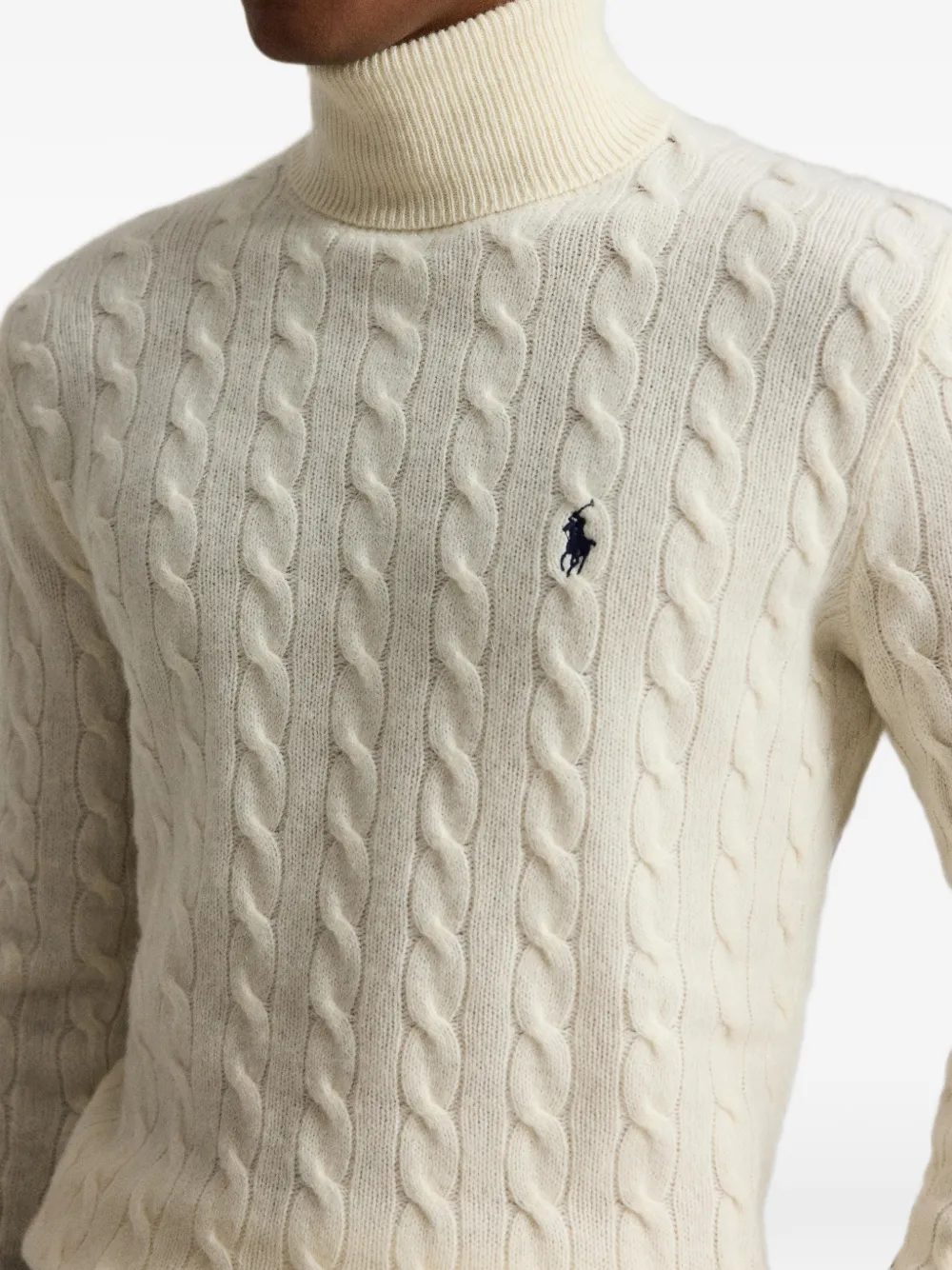 Polo Ralph Lauren Kabelgebreide coltrui van wol-kasjmier Beige