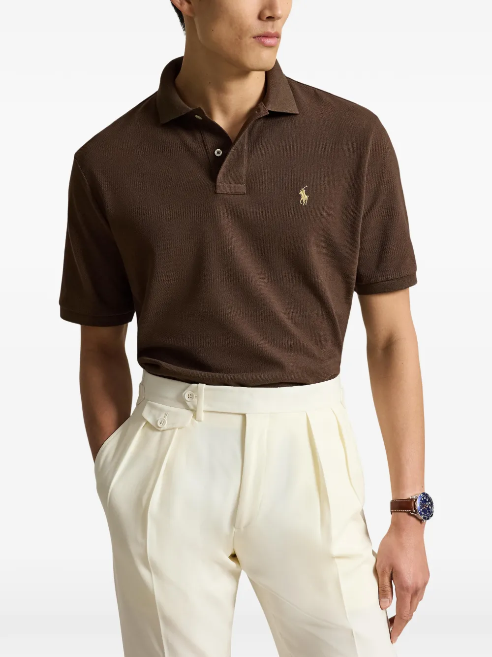 Polo Ralph Lauren Custom slim-fit elastisch poloshirt Bruin
