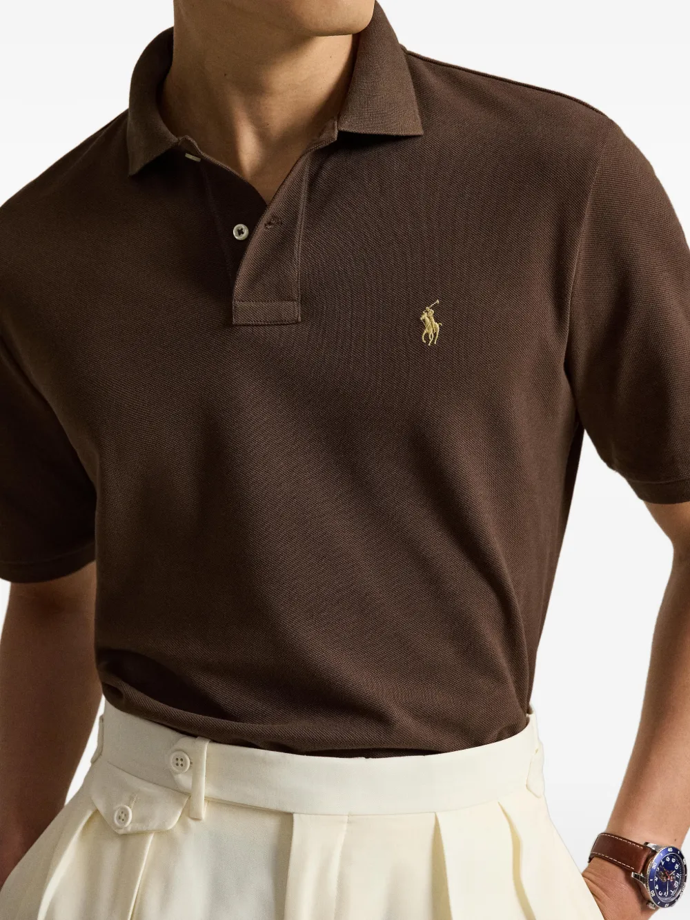 Polo Ralph Lauren Custom slim-fit elastisch poloshirt Bruin