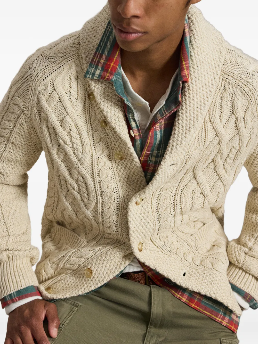 Polo Ralph Lauren Kabelgebreid vest met sjaalkraag Beige