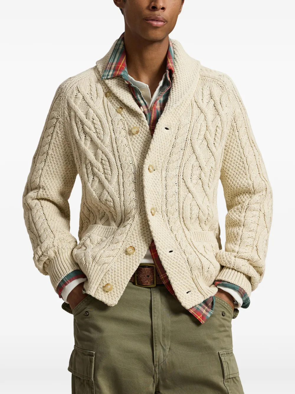 Polo Ralph Lauren Kabelgebreid vest met sjaalkraag Beige