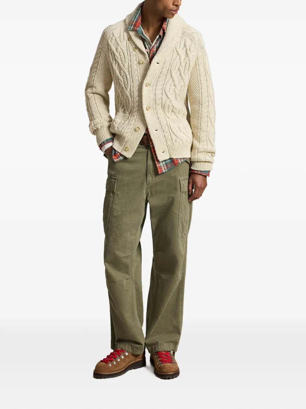 Polo Ralph Lauren Kabelgebreid vest met sjaalkraag Beige