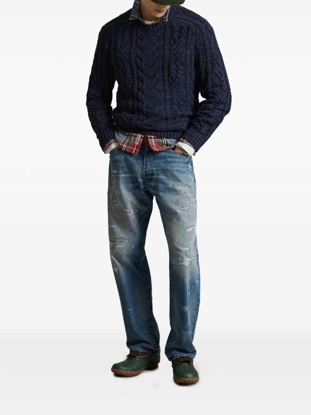 Polo Ralph Lauren Aran kabelgebreide trui Blauw