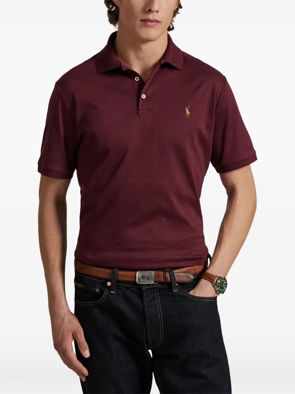 Polo Ralph Lauren Poloshirt met geborduurde drie knopen Rood