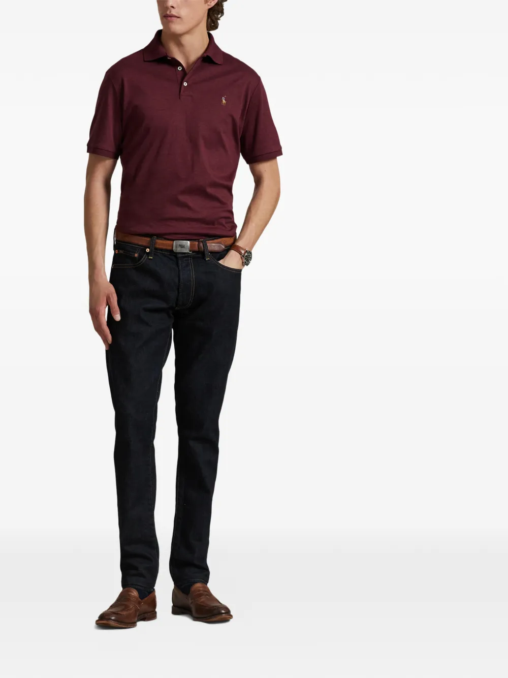 Polo Ralph Lauren Poloshirt met geborduurde drie knopen Rood