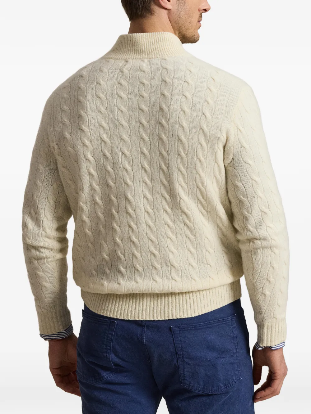 Polo Ralph Lauren Kabelgebreide trui met kwartrits Beige