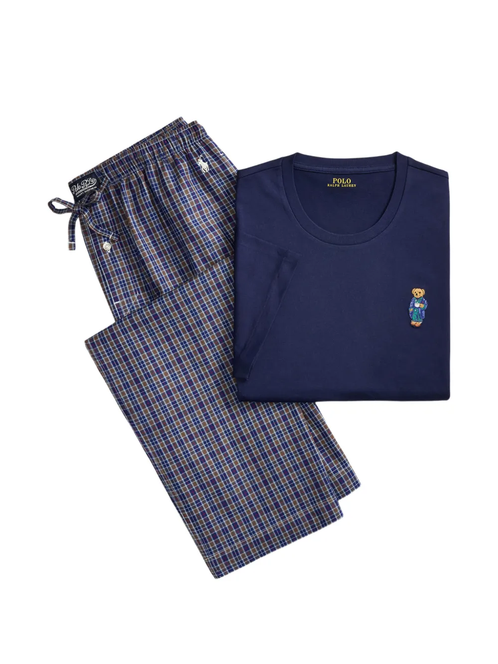 Polo Ralph Lauren Karierter Pyjama mit Polo Bear - Blau