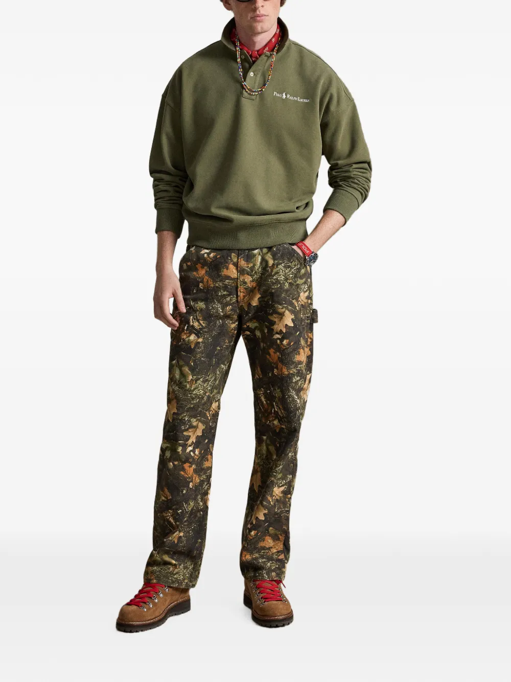 Polo Ralph Lauren Ruimvallende sweater met kraag en logo Groen