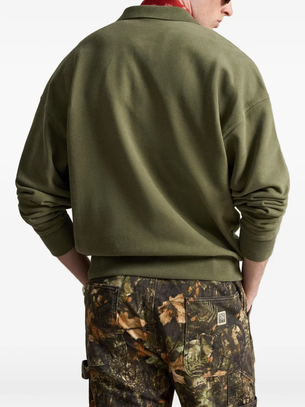 Polo Ralph Lauren Ruimvallende sweater met kraag en logo Groen