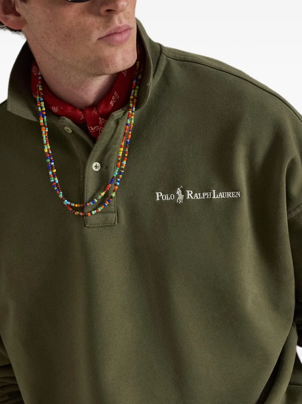 Polo Ralph Lauren Ruimvallende sweater met kraag en logo Groen