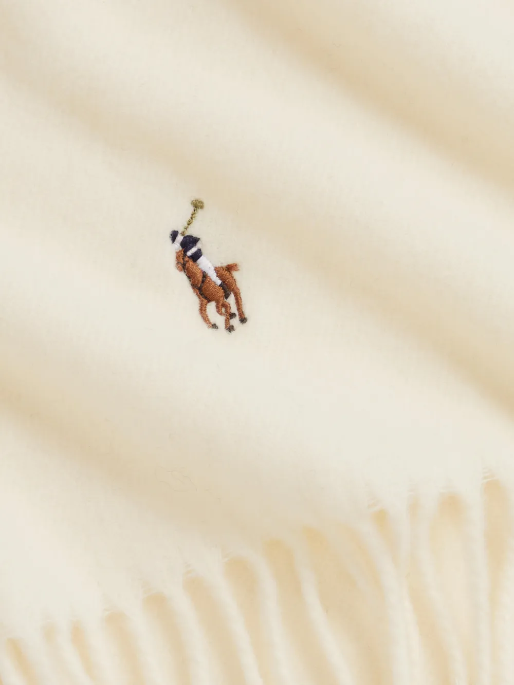 Polo Ralph Lauren Sjaal met borduurwerk en franje Beige