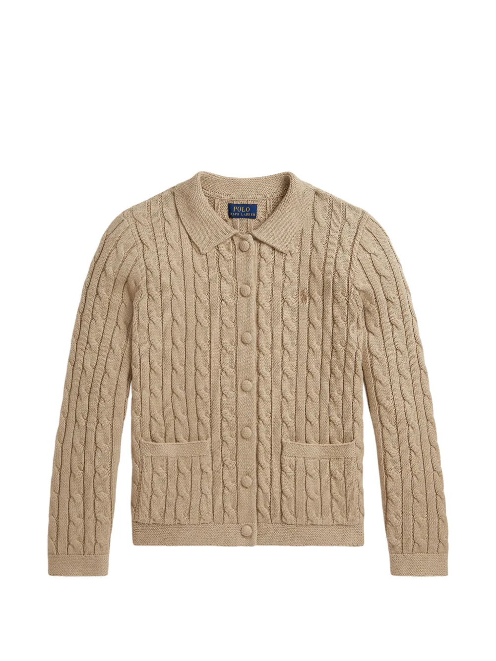 POLO RALPH LAUREN KIDS Cardigan in maglia a trecce - Marrone