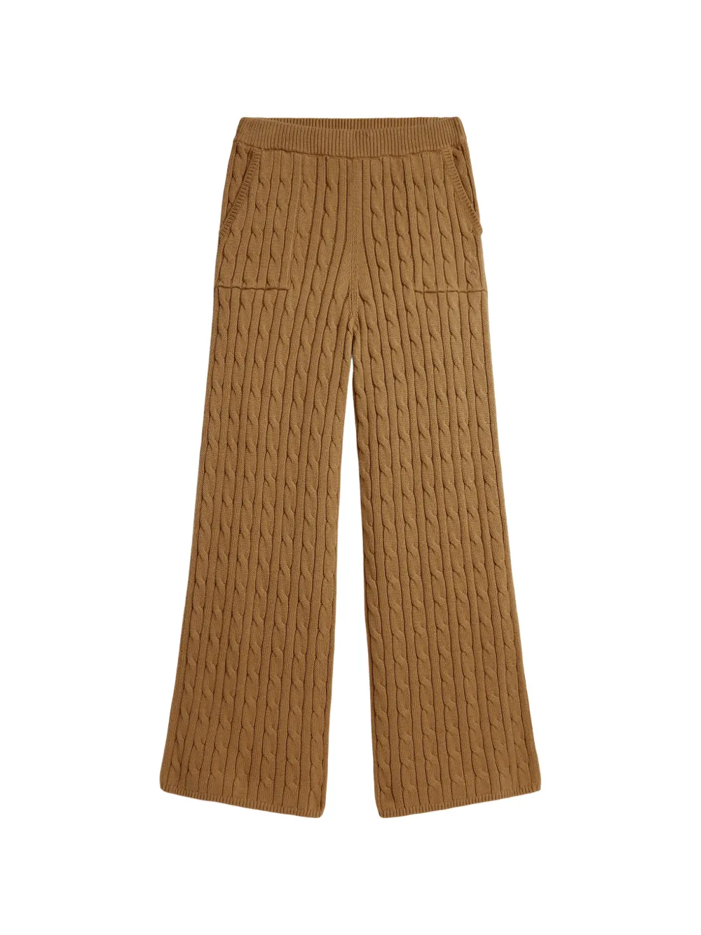 POLO RALPH LAUREN KIDS Kabelgebreide katoenen joggingbroek met wijde pijpen Bruin