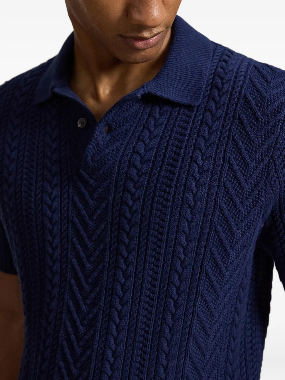 Polo Ralph Lauren Gebreid katoenen poloshirt Blauw