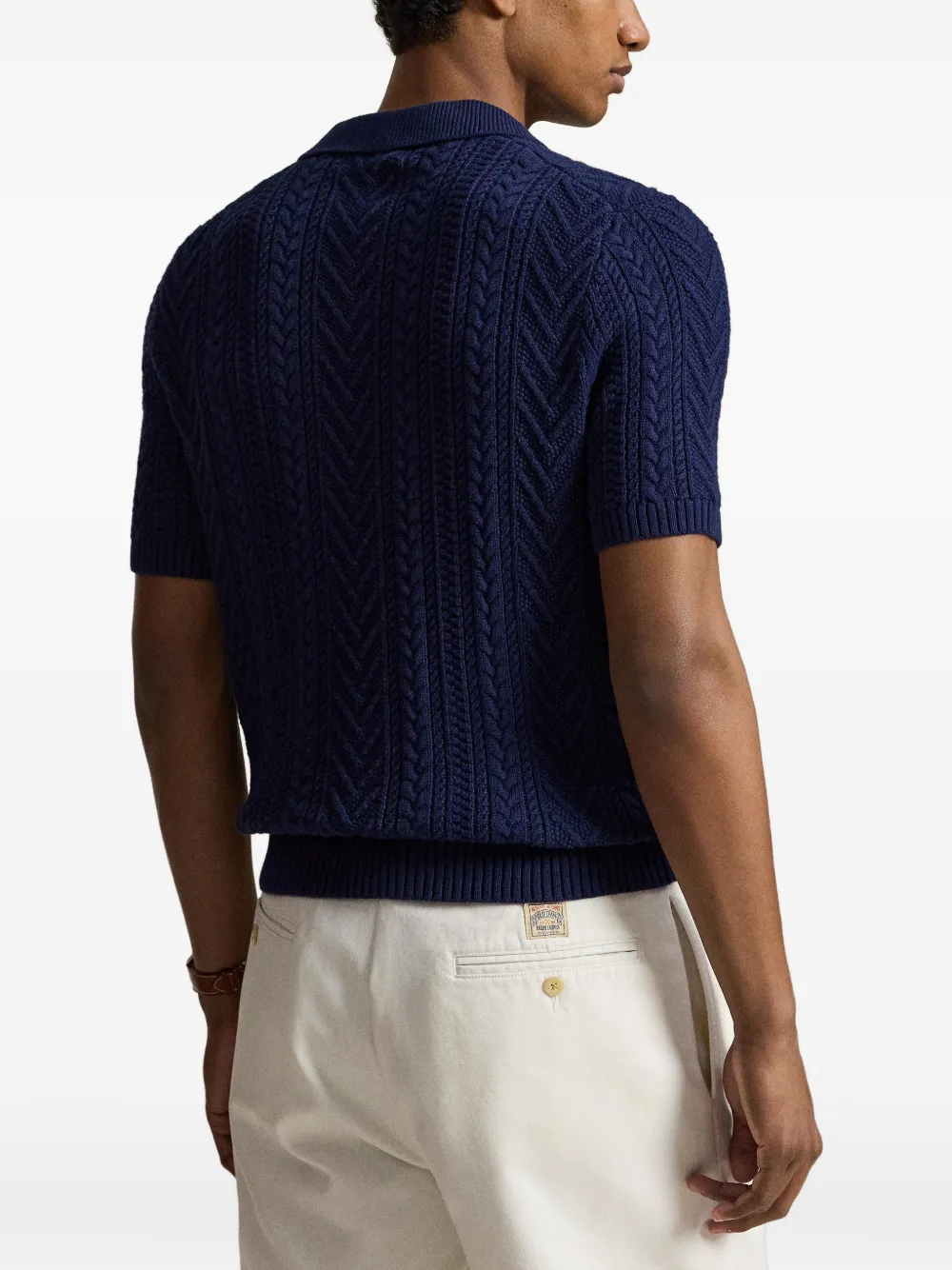 Polo Ralph Lauren Gebreid katoenen poloshirt Blauw