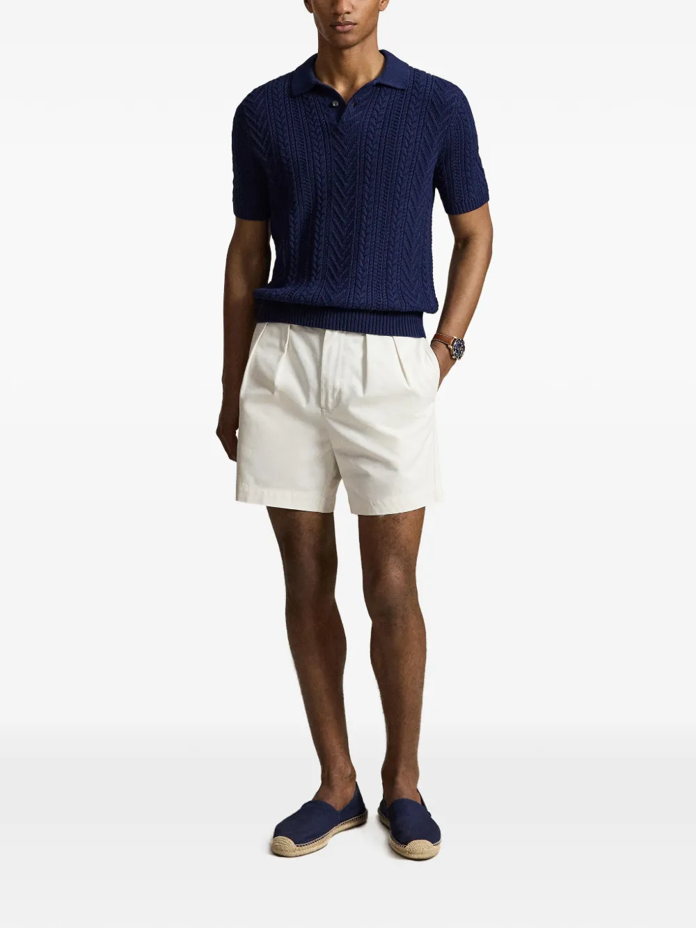 Polo Ralph Lauren Gebreid katoenen poloshirt Blauw