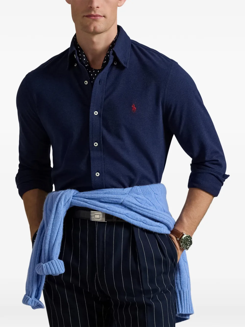 Polo Ralph Lauren Featherweight overhemd met lange mouwen en veren Blauw