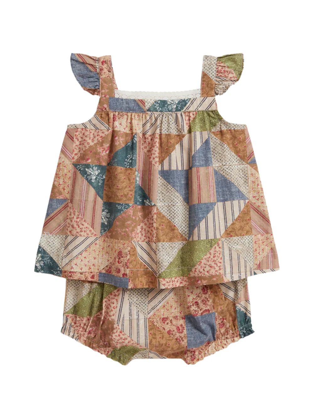 POLO RALPH LAUREN KIDS patchwork-print shorts set - Neutrals