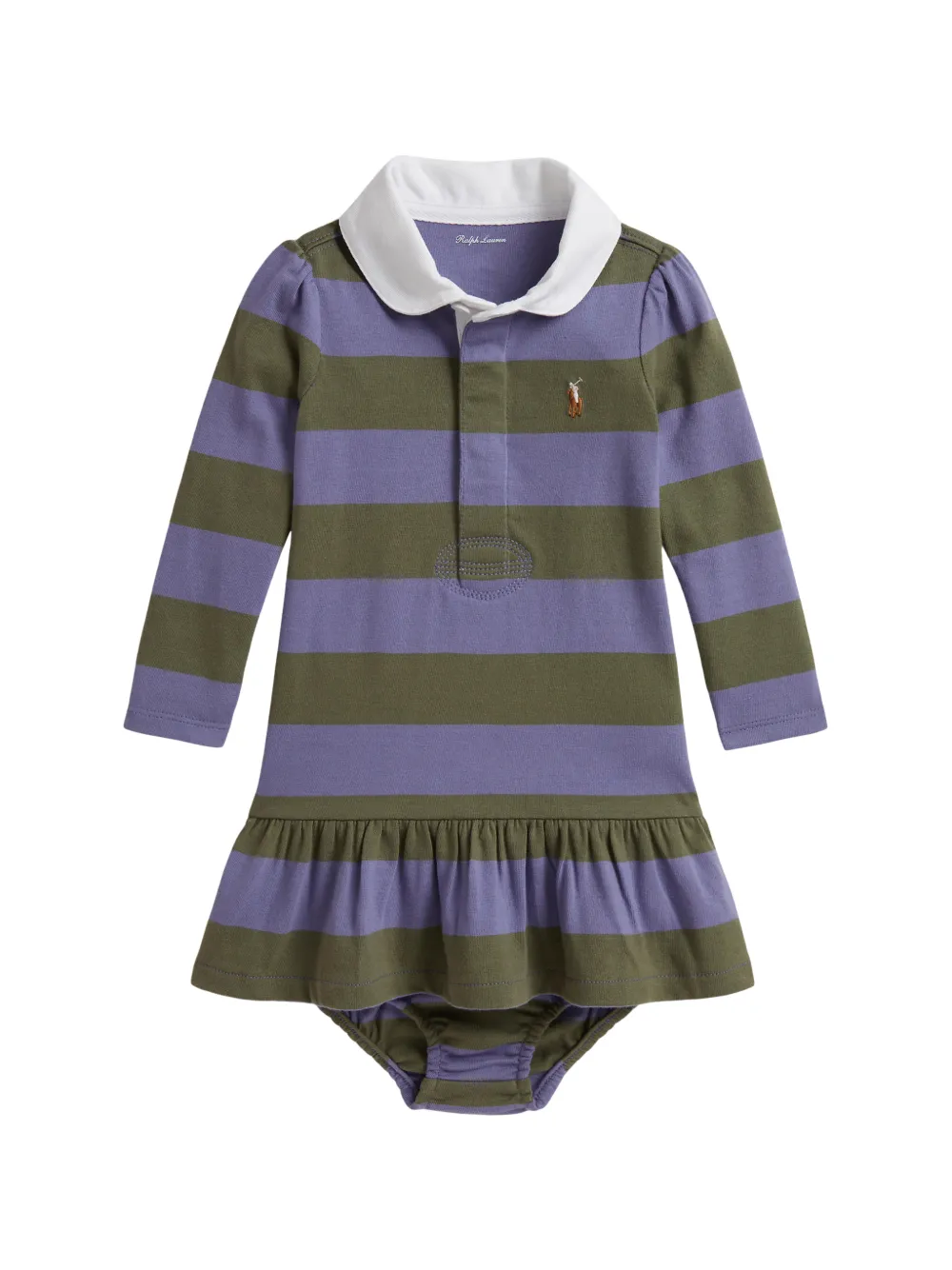 POLO RALPH LAUREN KIDS striped rugby dress and bloomers set - Purple