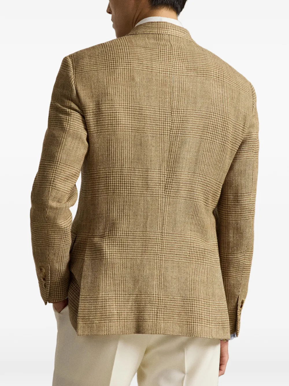 Polo Ralph Lauren Glen geruite blazer met dubbele rij knopen Beige