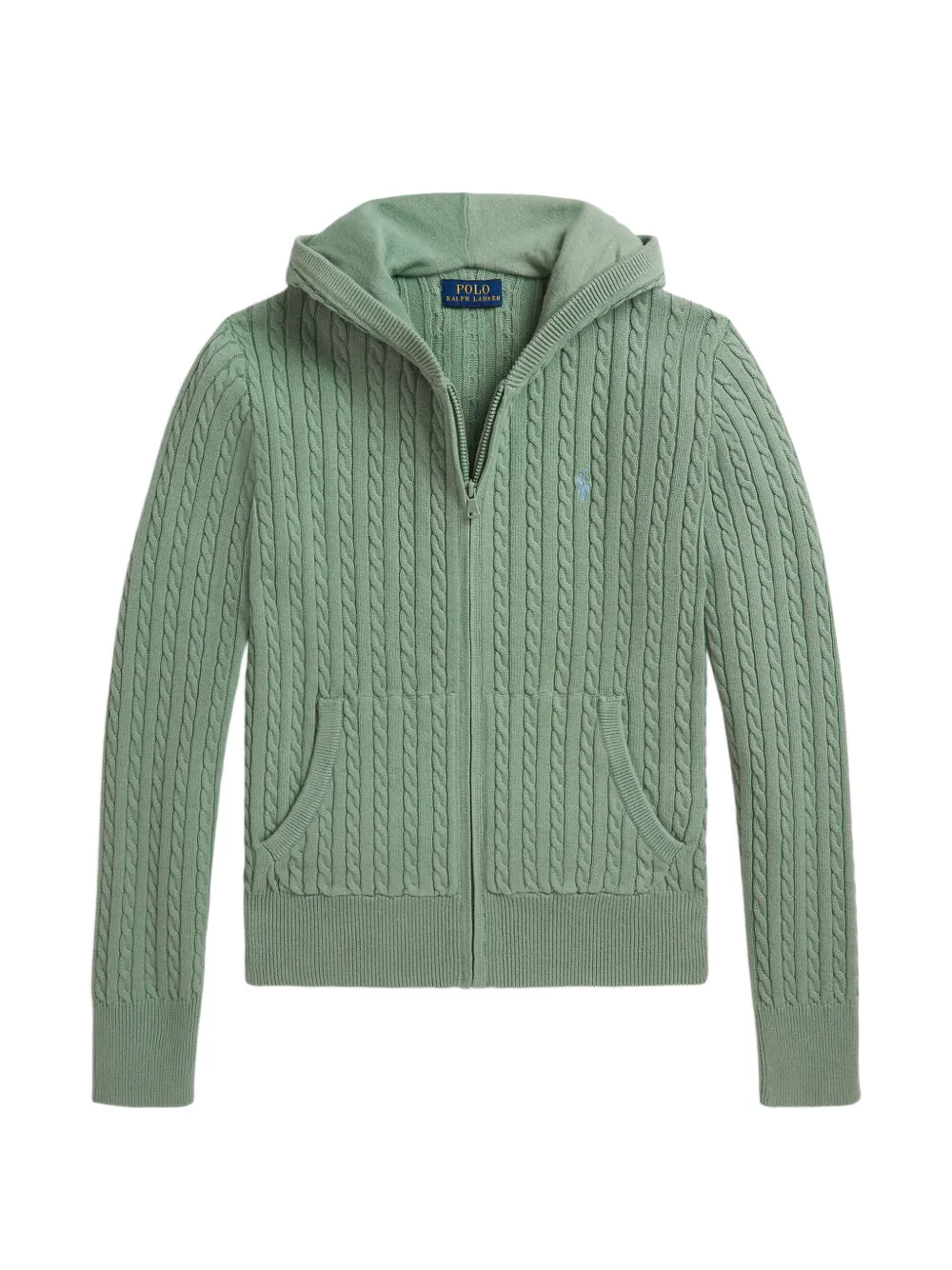 POLO RALPH LAUREN KIDS mini-cable cotton hoodie - Verde