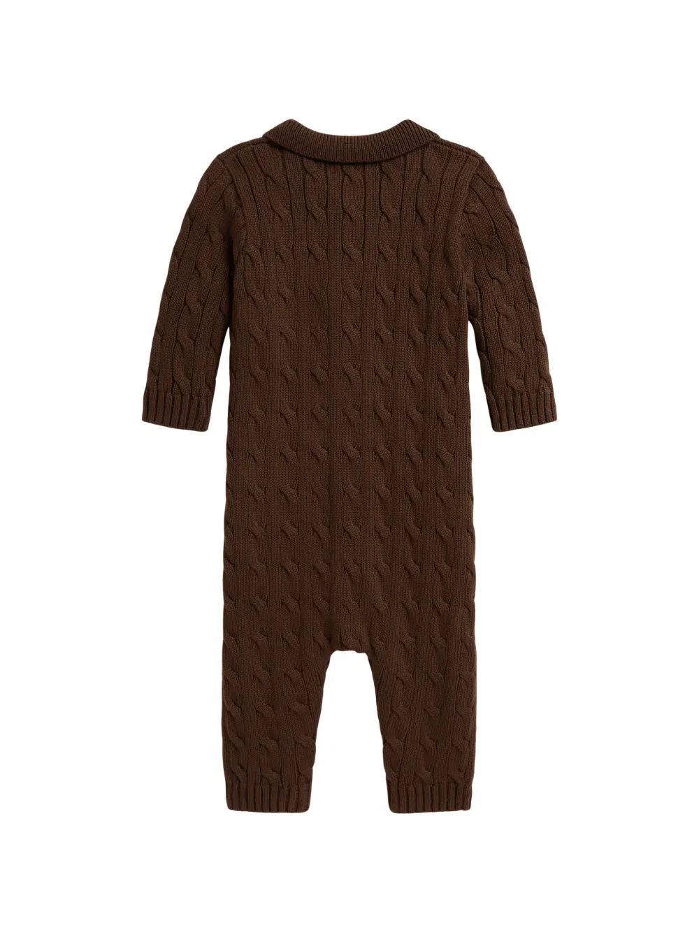 POLO RALPH LAUREN KIDS Kabelgebreide katoenen jumpsuit Bruin
