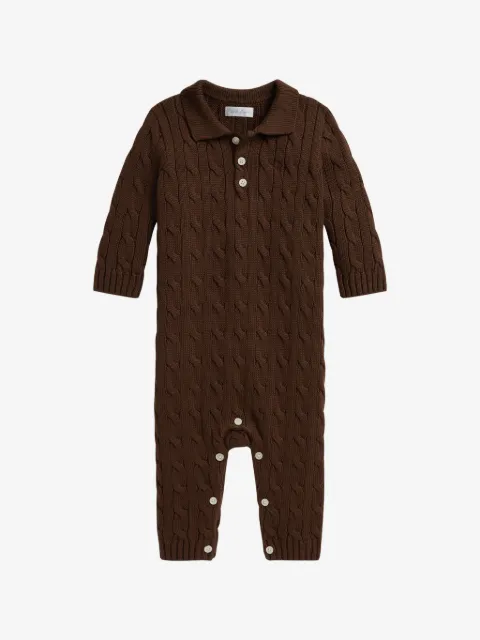 POLO RALPH LAUREN KIDS cable-knit cotton jumpsuit