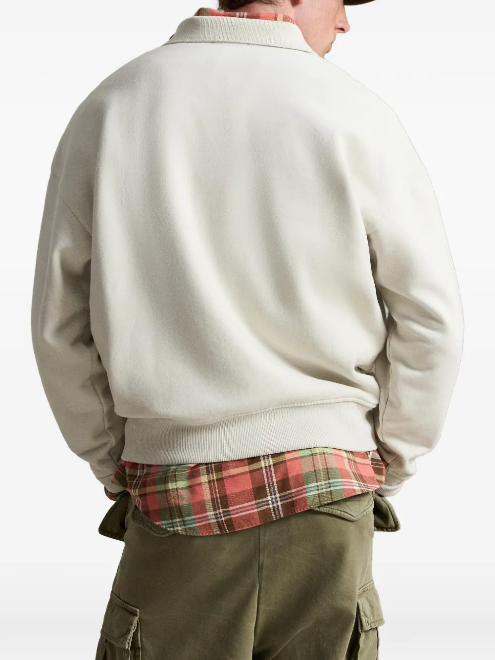 Polo Ralph Lauren Ruimvallende sweater met kraag en logo Beige
