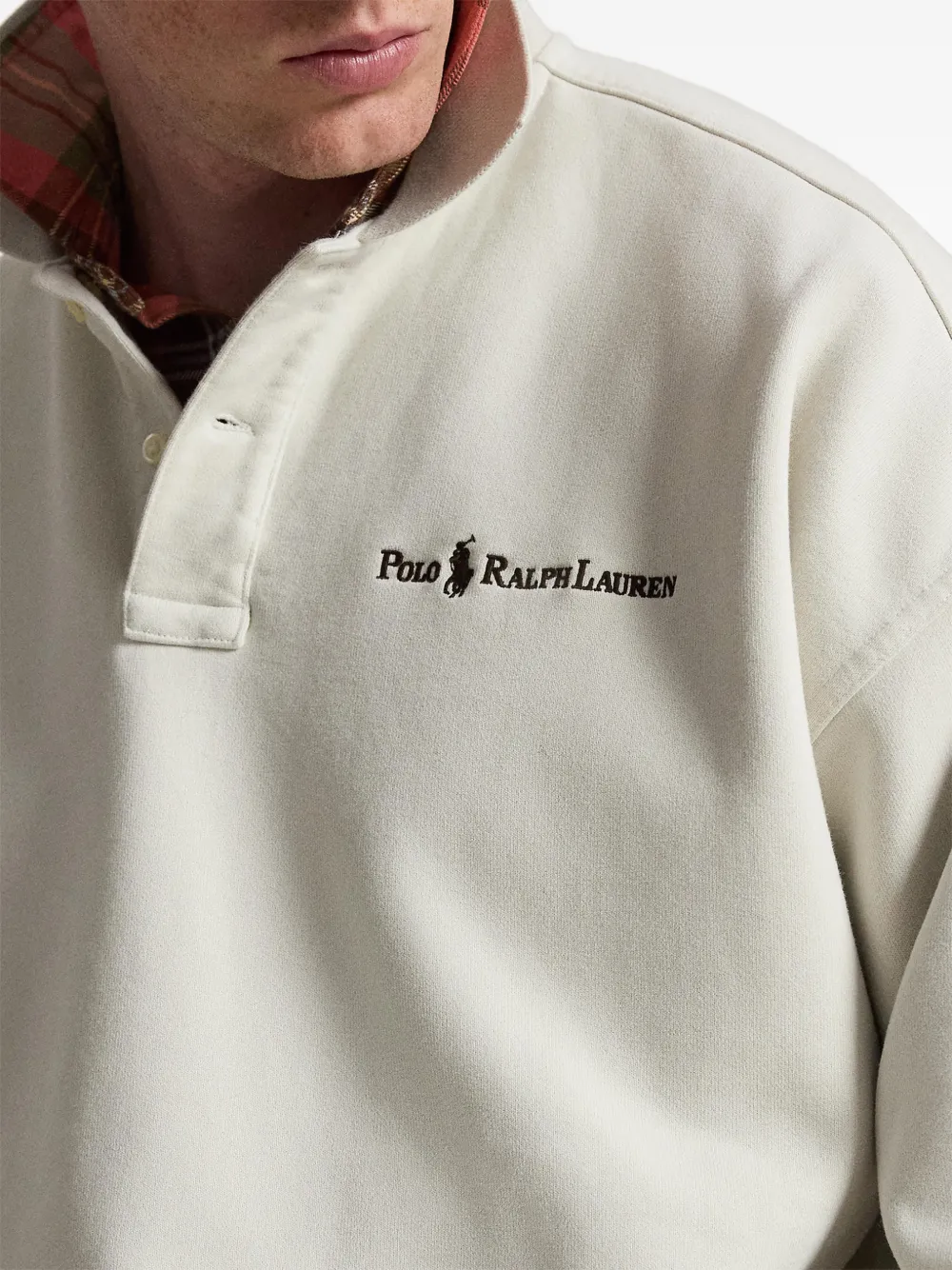 Polo Ralph Lauren Ruimvallende sweater met kraag en logo Beige