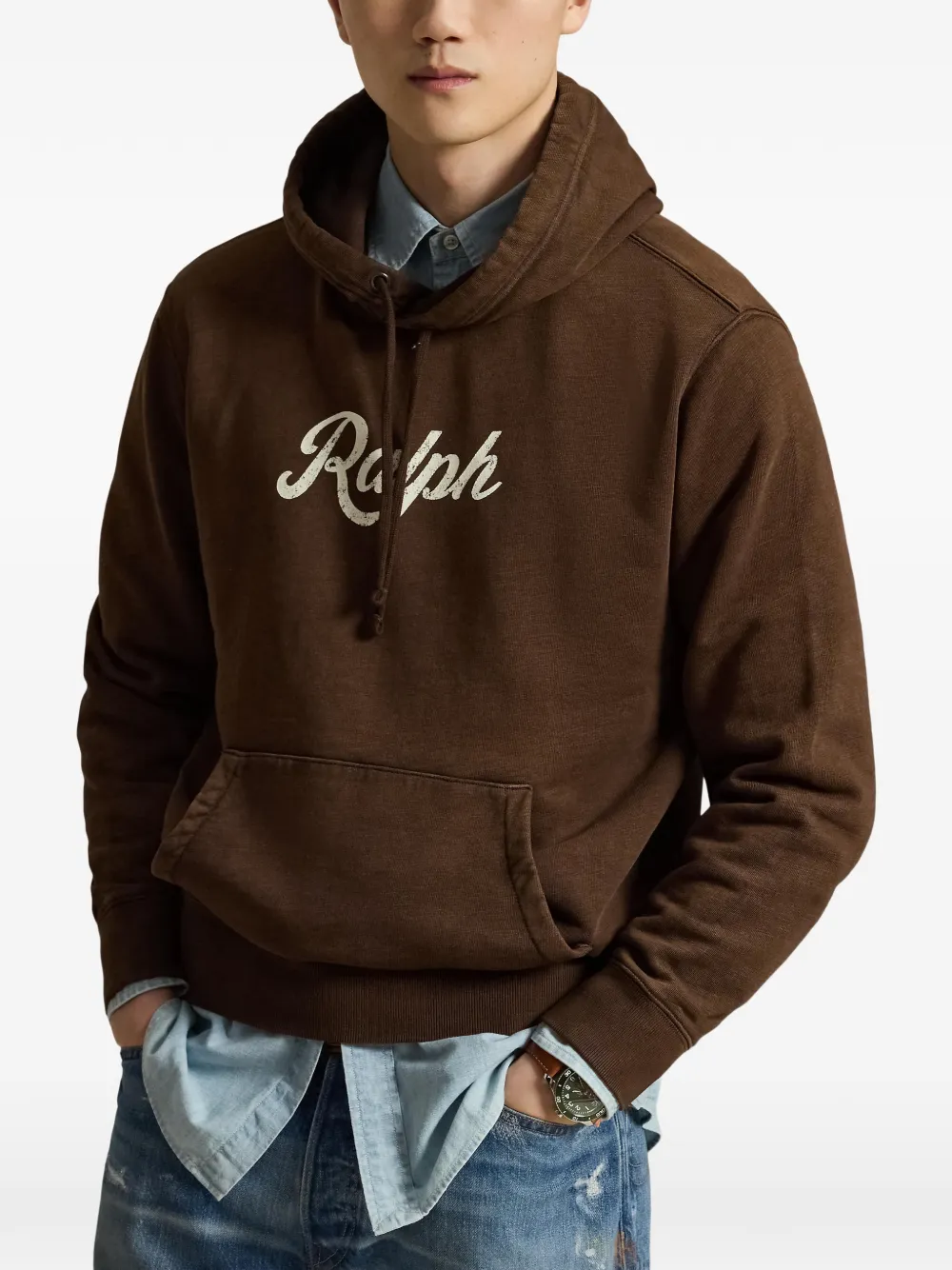 Polo Ralph Lauren Hoodie met logoprint en trekkoord Bruin