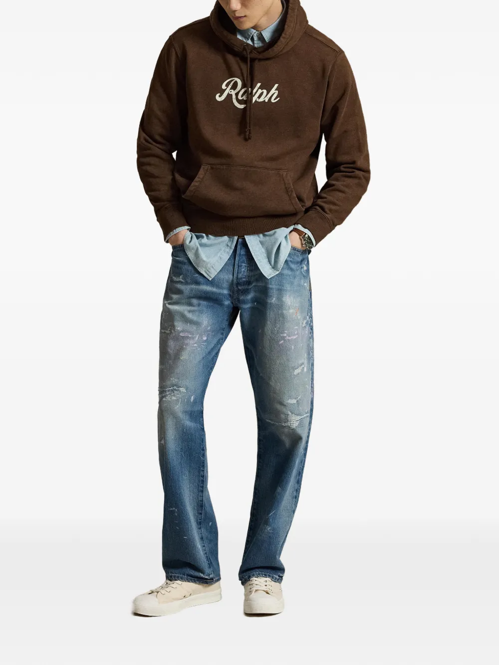 Polo Ralph Lauren Hoodie met logoprint en trekkoord Bruin