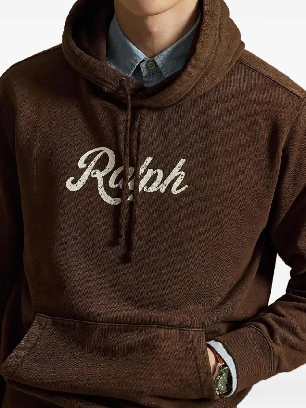 Polo Ralph Lauren Hoodie met logoprint en trekkoord Bruin