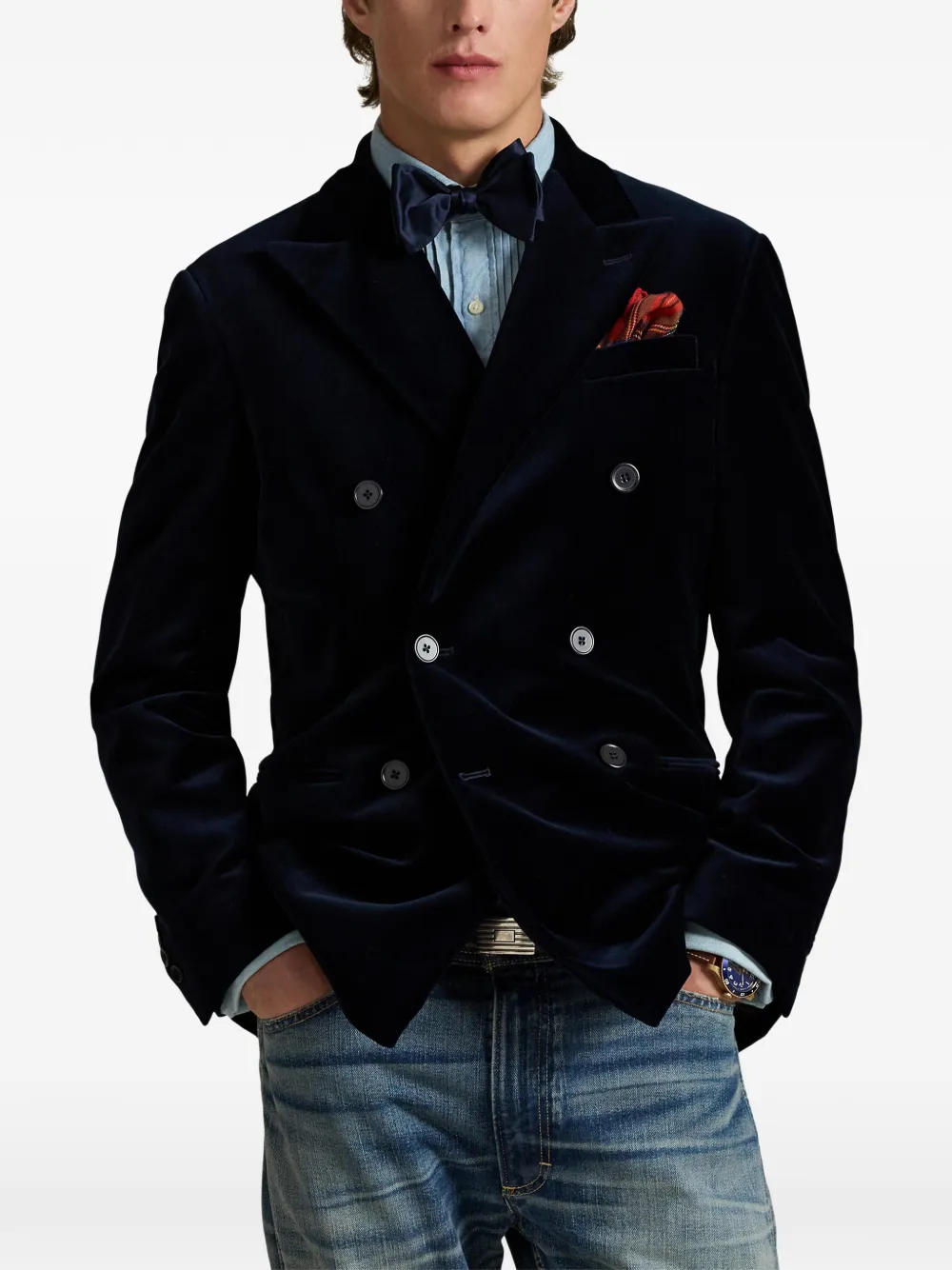 Polo Ralph Lauren Fluwelen blazer met dubbele rij knopen Blauw