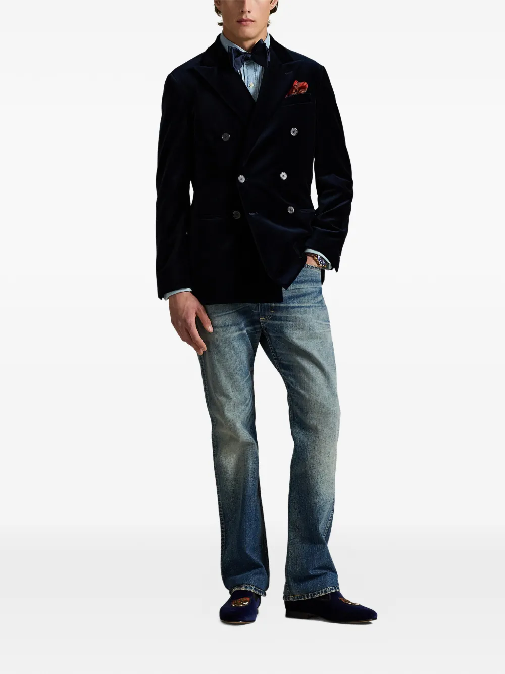 Polo Ralph Lauren Fluwelen blazer met dubbele rij knopen Blauw