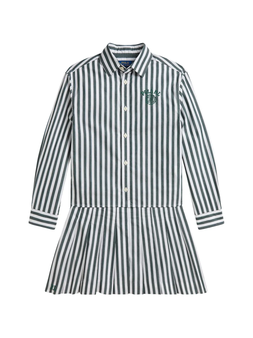 POLO RALPH LAUREN KIDS Gestreepte plooirok Groen