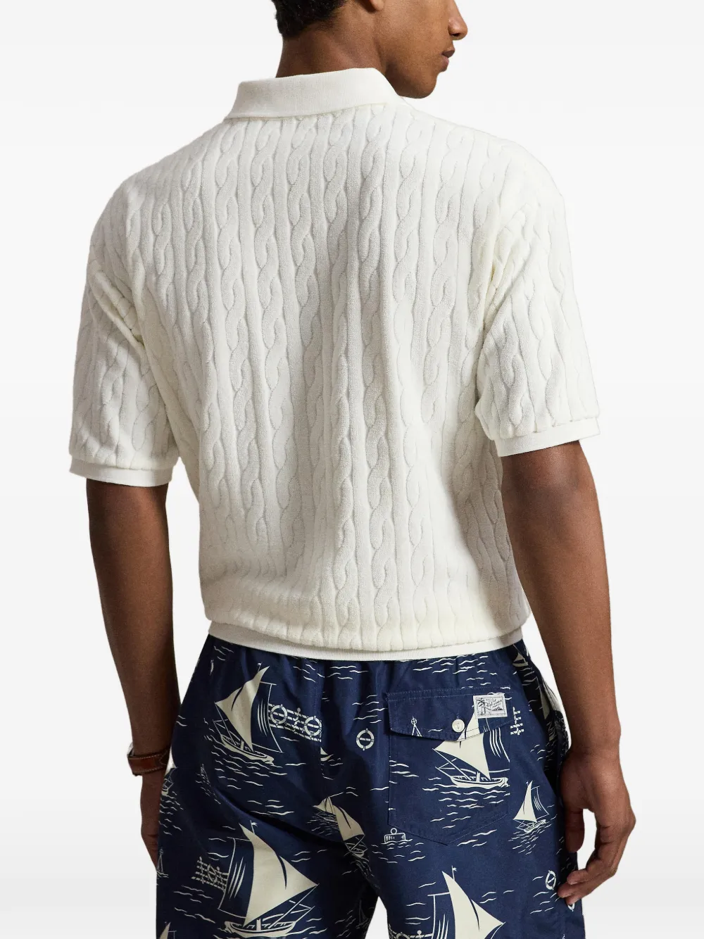 Polo Ralph Lauren Kabelgebreide trui met Johnny kraag Wit