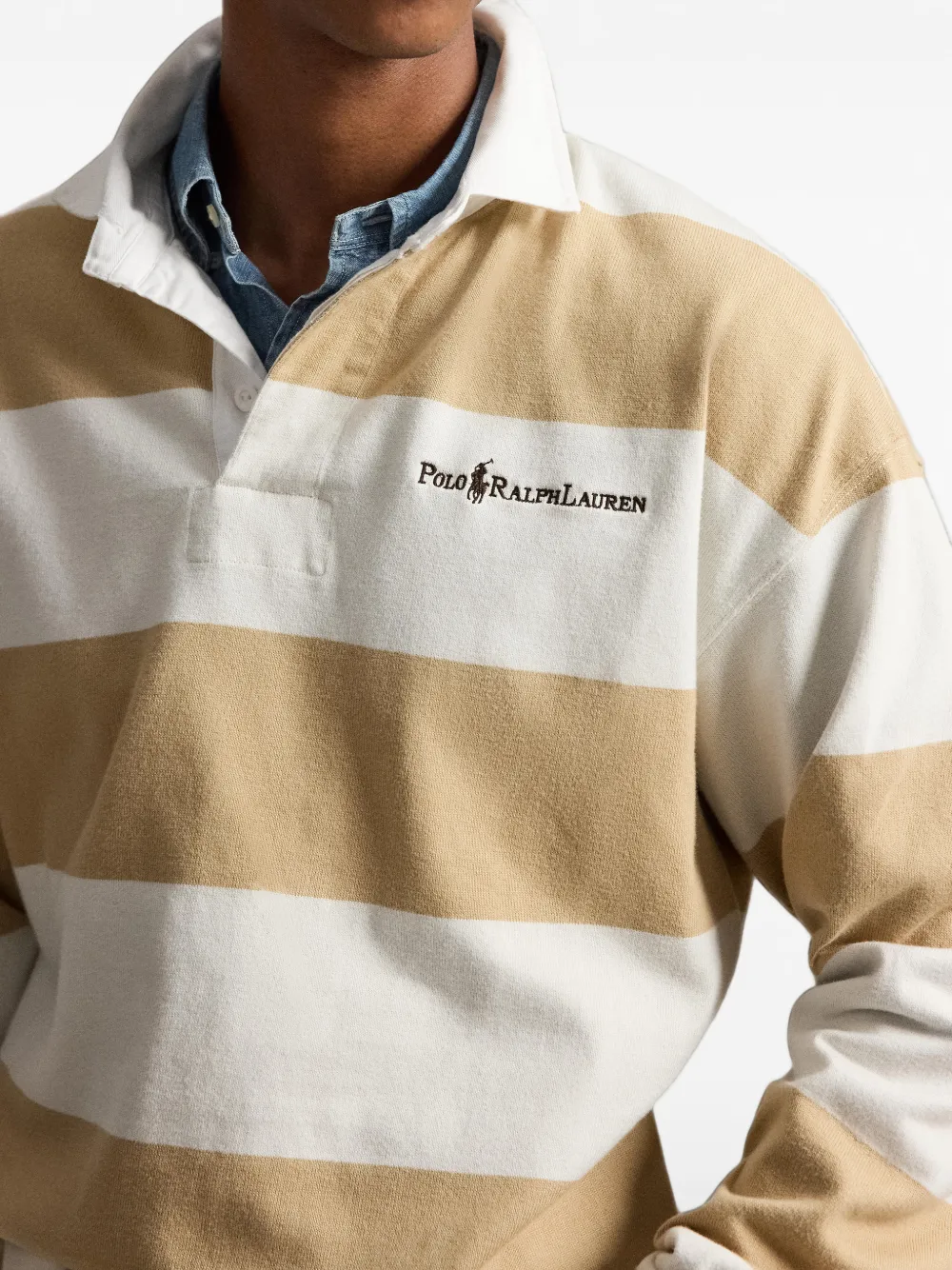 Polo Ralph Lauren Ruimvallend gestreept jersey rugbyshirt Beige