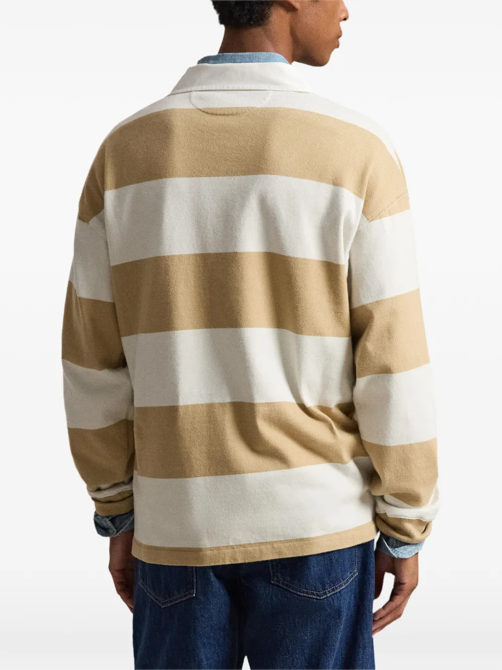 Polo Ralph Lauren Ruimvallend gestreept jersey rugbyshirt Beige