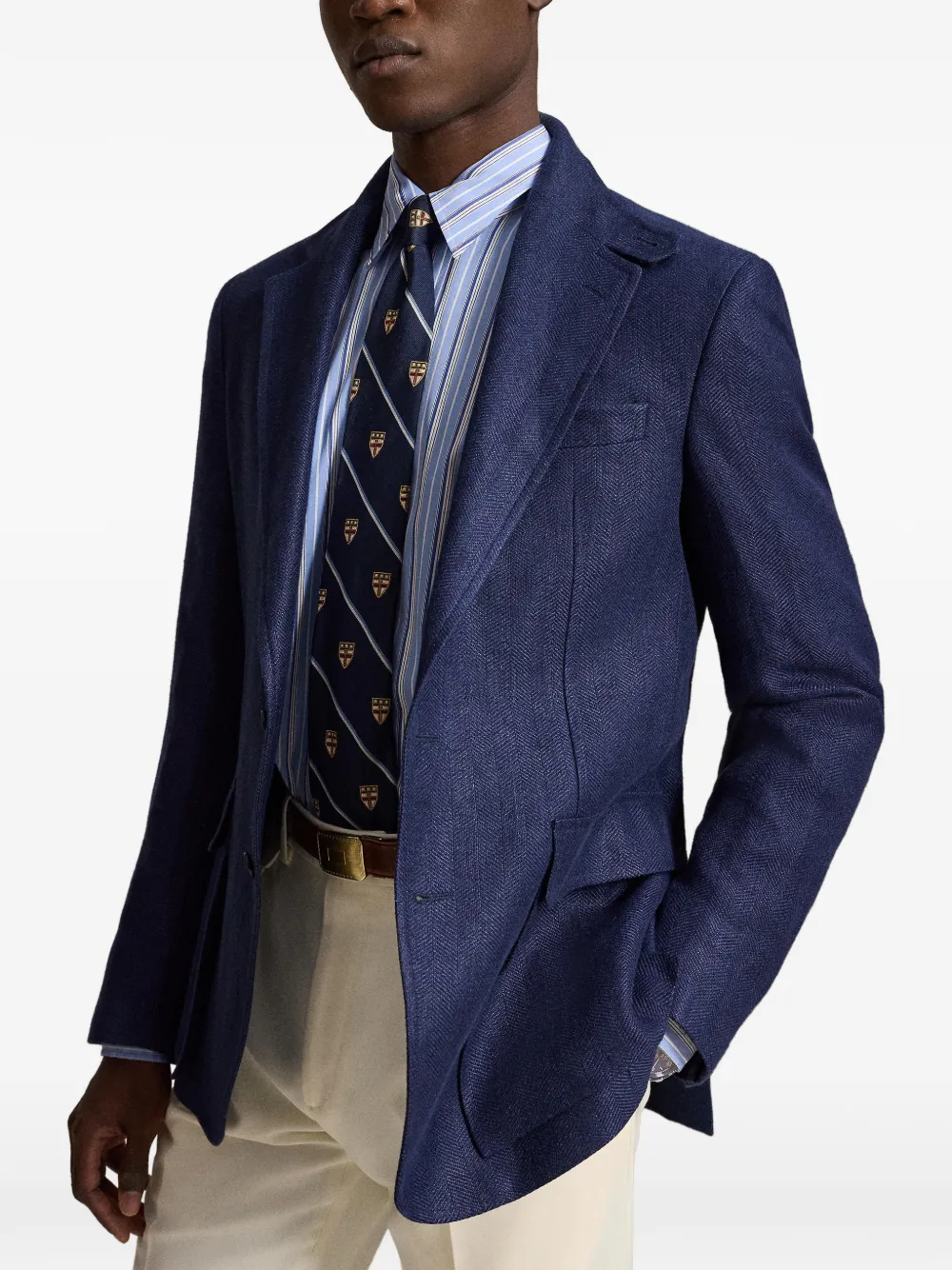 Polo Ralph Lauren RL67 jack met visgraatpatroon Blauw