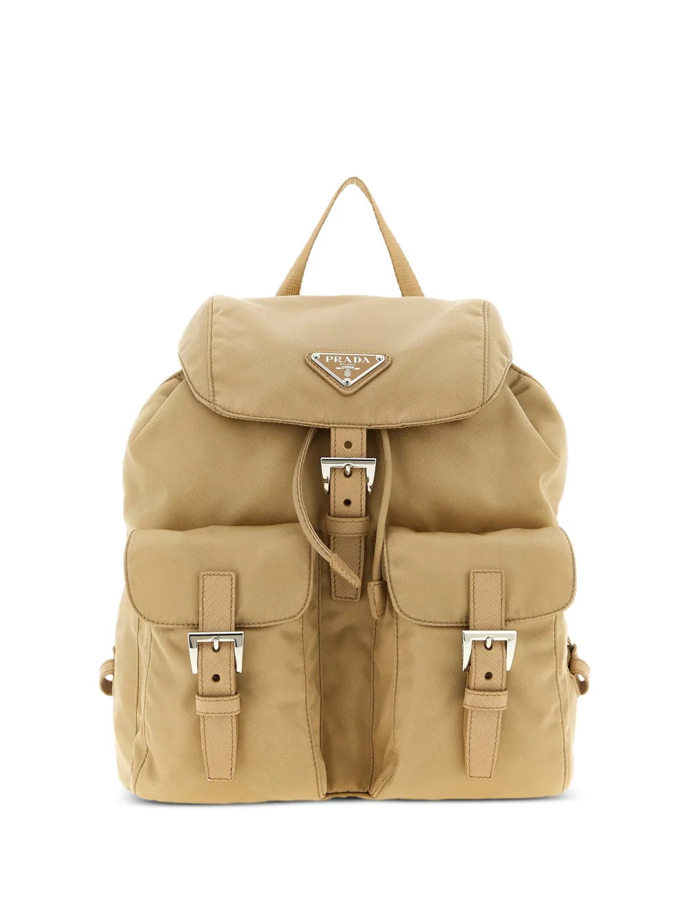 Prada small triangle buckle backpack - Nude