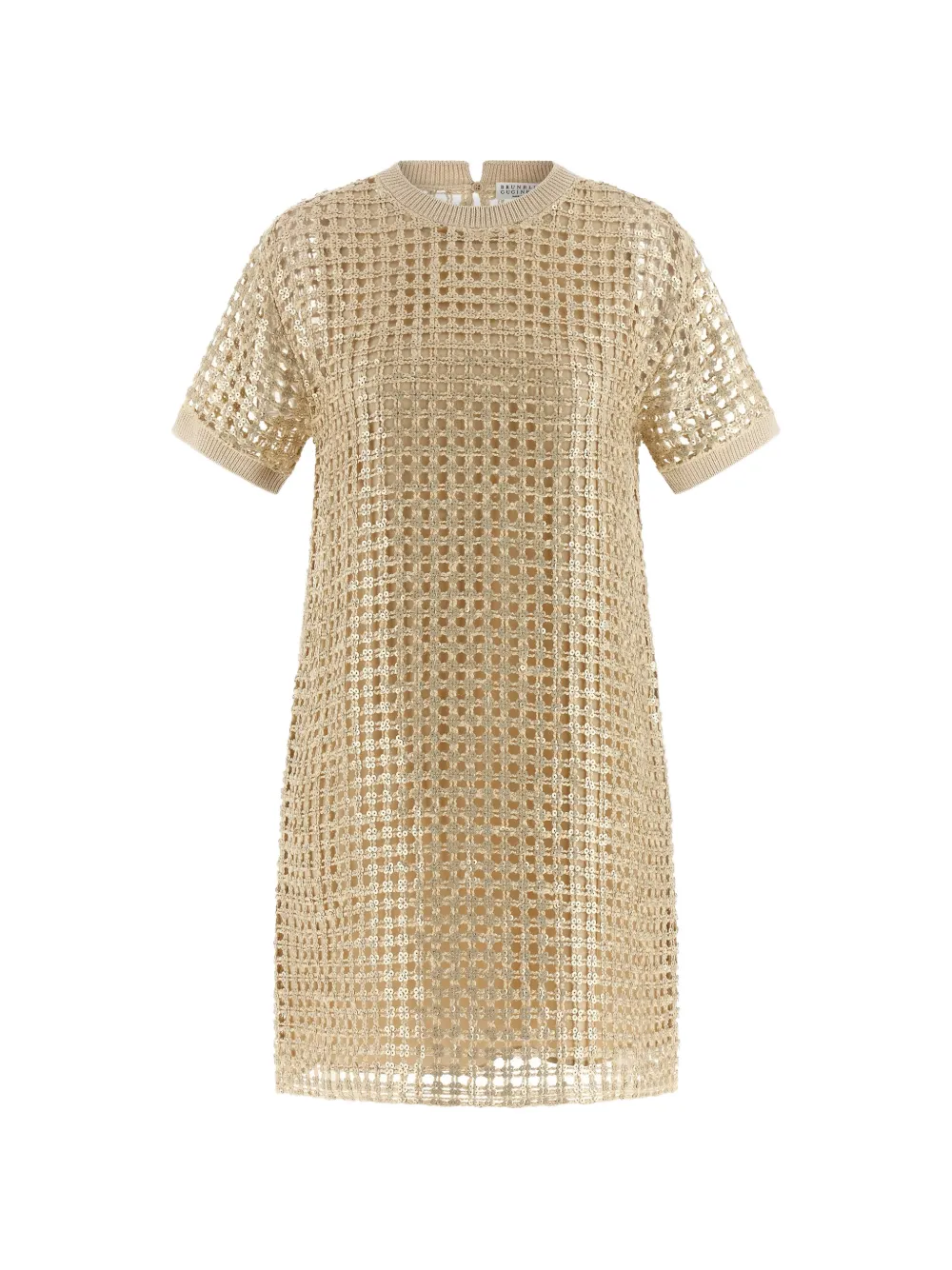 Brunello Cucinelli sequin mesh-knit mini dress - Oro