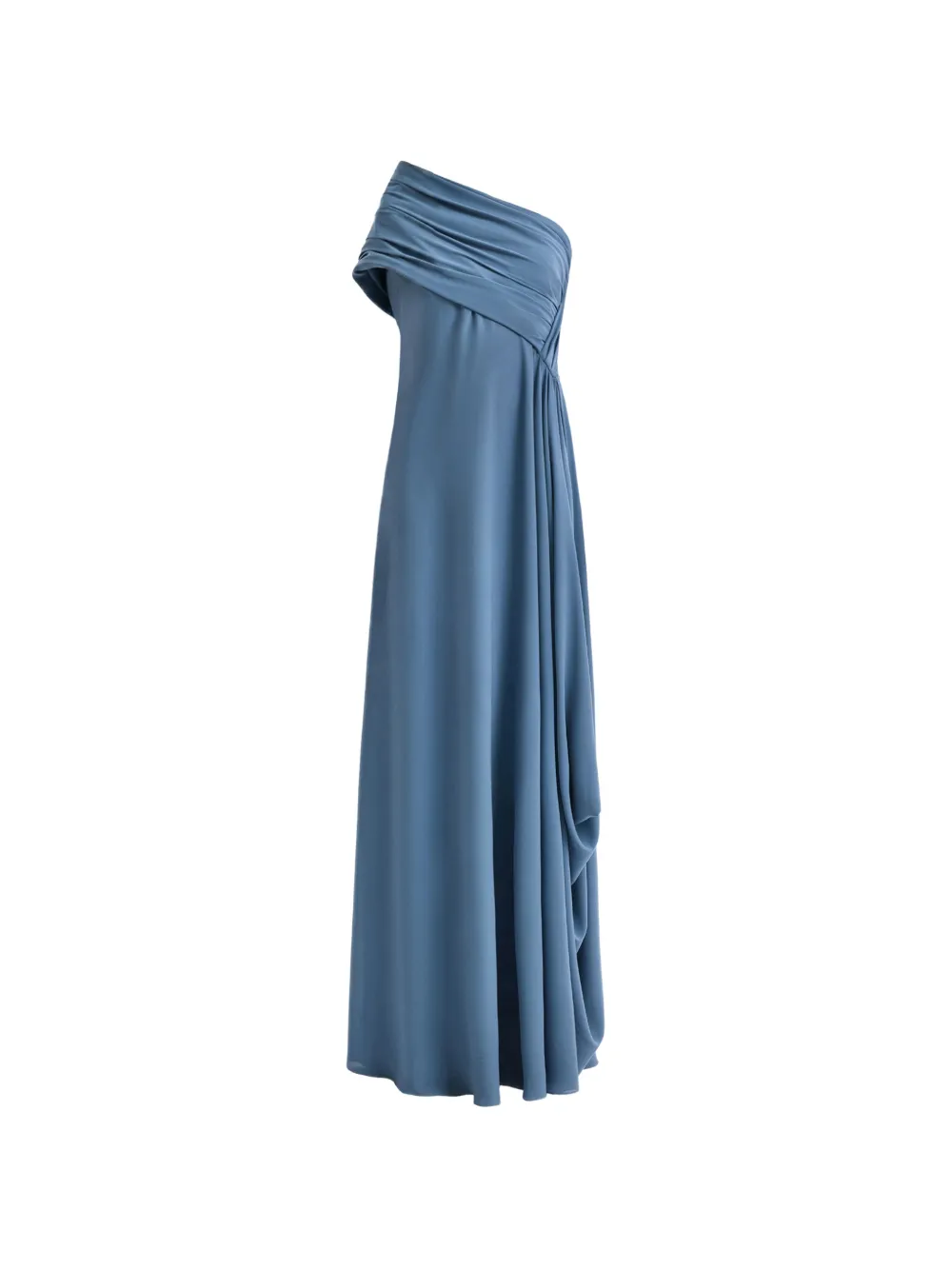 Gemy Maalouf Abito lungo monospalla con drappeggio - Blu