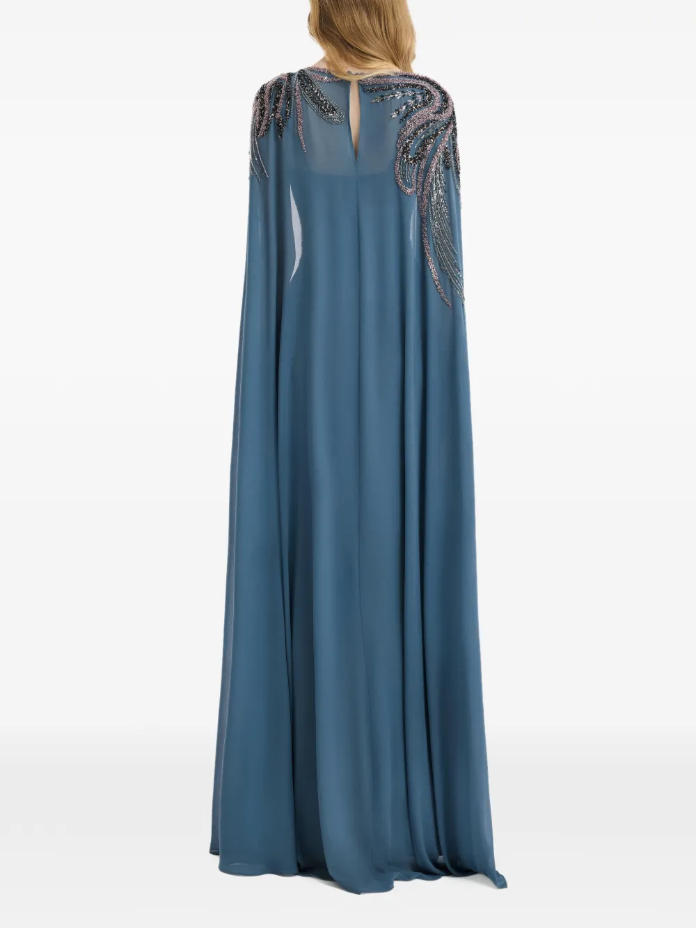 Gemy Maalouf Maxi-jurk met diepe ronde hals en kralen Blauw